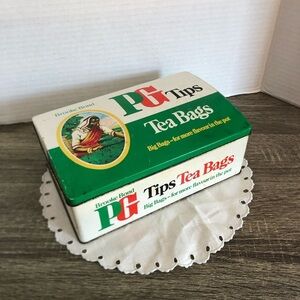 Vtg PG Tips Tea Bags Tin with Colourful Design